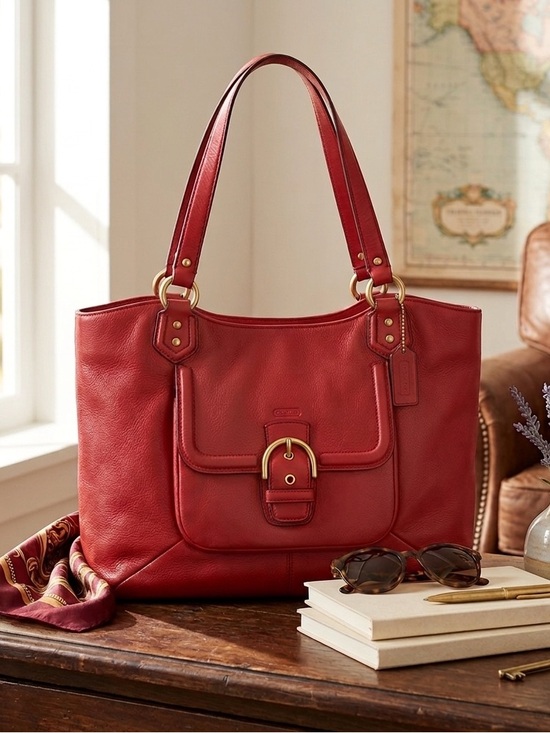 Coach Handbags - Coach Campbell Legacy Red Leather Handbag Gold Hardware Near New Condition ❤️
